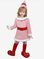 Weihnachtsmädchen-Cosplay-Kind-Rosa-Elf-Kostüme