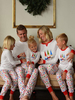 Weihnachtsmuster Baumwollmischung Farbblock Red Top Pants Set