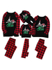 Weihnachtsmuster Baumwollmischung Weihnachtsmuster Rot Schwarz Farbblock Plaidhosen Top Set