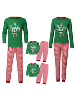 Weihnachtsmuster Grüne Streifen Farbblockhose Top Set