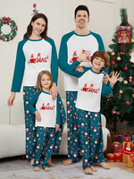 Weihnachtspyjama für die ganze Familie für Erwachsene und Kinder blau-weiß mit Weihnachtsmuster Hose und Oberteil