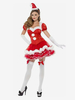 Weihnachtsset für Damen rotes Kleid Handschuhe Mütze Weihnachtskostüme