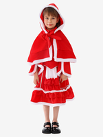 Weihnachtsset für Mädchen rotes Kleid Umhang Polyester Weihnachtsferienkostüme