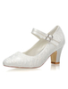 Weinlese-Hochzeits-Schuh-Elfenbein-runde Kappe Mary Jane Shoes Lace Bridal Shoes