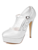 Weisse Spitzen Plateau Satin Braut Pumps für Frauen