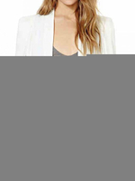 White Blazer Damen Langarm Slit Short Blazer