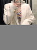 White Blazers Damen Turndown Collar Langarm Zweireiher Freizeitjacken
