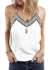 White Cami Top V-Ausschnitt Ärmellose Polyester Camis für Frauen