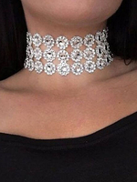 White Choker Halskette Strass Breite Anweisung Choker