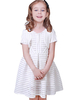 White Flower Girl Kleider Jewel Neck Baumwollmischung Kurzarm Teelange A-Linie Plissee Kinder Social Party Kleider