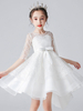 White Flower Girl Kleider Jewel Neck Half Sleeves Bows Kids Social Party Kleider