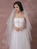 White Wedding Veil klassischen Tüll zwei Tier fertigen Rand Brautschleier