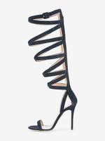 Wildleder-Gladiator-Sandalen mit offener Spitze und Riemchen High Heel-Sandalen für Damen