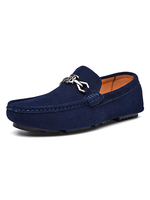 Wildleder Herren Loafers Blue Round Toe Metall Detail Slip On Fahrschuhe