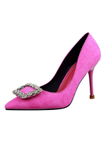 Wildleder High Heels Damen Spitzschuh Strass Slip On Pumps Party Schuhe