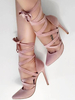 Wildleder High Heels rosa spitze Zehe schnüren sich oben Pumps für Frauen