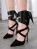 Wildleder High Heels Schwarze spitze Zehe Lace Up Pumps Damen Schuhe