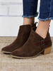 Wildleder kurze Stiefel Frauen spitze Zehenschnalle Slip On Sommerstiefel