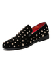 Wildleder Müßiggänger 2021 Herren Schwarz Runder Zeh Nieten beschlagene Slip On Schuhe Abschlussball Schuhe