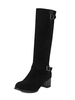 Wildleder Reitstiefel Damen Runde Kappe Schnalle Detail Chunky Heel Kniehohe Stiefel