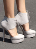 Wildleder Sandal Booties Graue Plattform Almond Lace Up High Heel Booties für Frauen