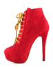 Wildleder Sexy Stiefeletten Plattform High Heel rote Ankle Boots Damen Schnürschuh Stiletto Short Boots