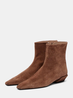 Wildleder-Stiefeletten für Damen mit quadratischer Zehenpartie und klobigem Absatz