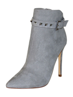 Wildleder Stiefeletten High Heel Booties Frauen Spitz Nieten Schnalle Detail Booties
