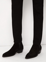 Wildleder-Stiefeletten Schwarze runde Form Chelsea-Stiefel Herren Elevator Shoes