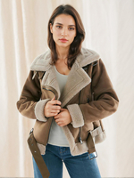 Wildlederjacke Faux Shearling Wintermantel 2025 Oberbekleidung für Damen