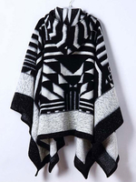Winter Damenschal mit Hut Strick Cardigan Schnalle Lange Kaschmir-verdickte warme Tücher Fransen Poncho-Schal