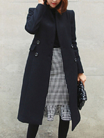 Winter Pea Coat Frau Turndown Kragen Langarm Knöpfe Übergroße Casual Coat
