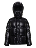 Wintermantel Schwarz Puffer Kapuze Frauen Langarm gepolsterte Jacke