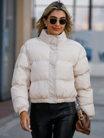 Wintermäntel Gelb Kurze Knöpfe Umlegekragen Reißverschluss Lange Ärmel Schicker Wintermantel Oberbekleidung