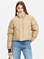 Wintermäntel Hellbraun Cabrio Kurz Hoher Kragen Reißverschluss Lange Ärmel Schicker Wintermantel Oberbekleidung