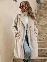 Wintermäntel mit Revers zweireihig umweltfreundlich lange Pelzjacke für Damen 2025