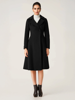 Woll-Ausgestellter Mantel für Damen Revers Ein-Knopf elegante Winter-A-Linie Midi-Oberbekleidung 2025