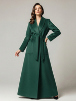 Woll-Maximantel in voller Länge mit Gürtel und breitem Schalkragen für Damen 2025