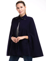 Wolle Poncho Mantel Frauen ist plissiert lässige kurze Oversize Poncho Cape Mantel