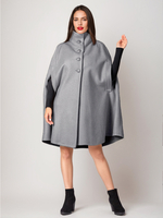 Wollmischung Cape Mantel Turndown Kragen Grau Übergroßer Poncho Für Frauen 2025 Winter
