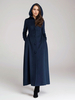 Wollmischung Mantel mit Kapuze Dunkelmarine A-Linie Ausgestellte Maxi Oberbekleidung für Damen 2025