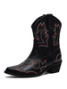 Woman Embroidered Leather Cowboystiefel Cowhide Pointed Toe Block Ferse Mittlere Wadenstiefel