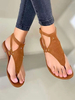Womans Coffee Brown Flache Sandalen PU Leder Chic Thong Sandale Summer Thong Sandale