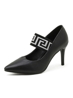 Womans High Heels Pointed Zehen Stiletto Heel Chic Black PU Leder Pumps