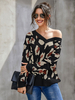 Womem Pullover Black Asymmetrical Neck Polyester Pullover