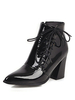 Womens Ankle Boots Lackleder Spitz ausgestelltem Absatz 3.1 "Booties