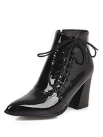 Womens Ankle Boots Lackleder Spitz ausgestelltem Absatz 3.1 "Booties