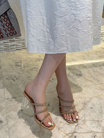 Womens Aprikosen-Maultiere Chunky Heel-Quadrat-Zeh-PU-obere tägliche lässige Fersen-Maultiere