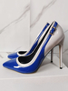 Womens Blue High Heels Pfennigabsatz mit spitzem Zeh Plus Size Patent PU Casual Pump Heels