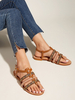 Womens Coffee Brown Gladiator Sandalen PU Leder Round Toe Knöchelriemen Daily Casual Sandals